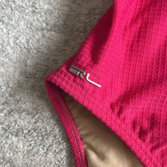 Ralph Lauren Sport Swimsuit Womens 14 One Piece Bathing Hot Pink Vintage USA New - Picture 2 of 10